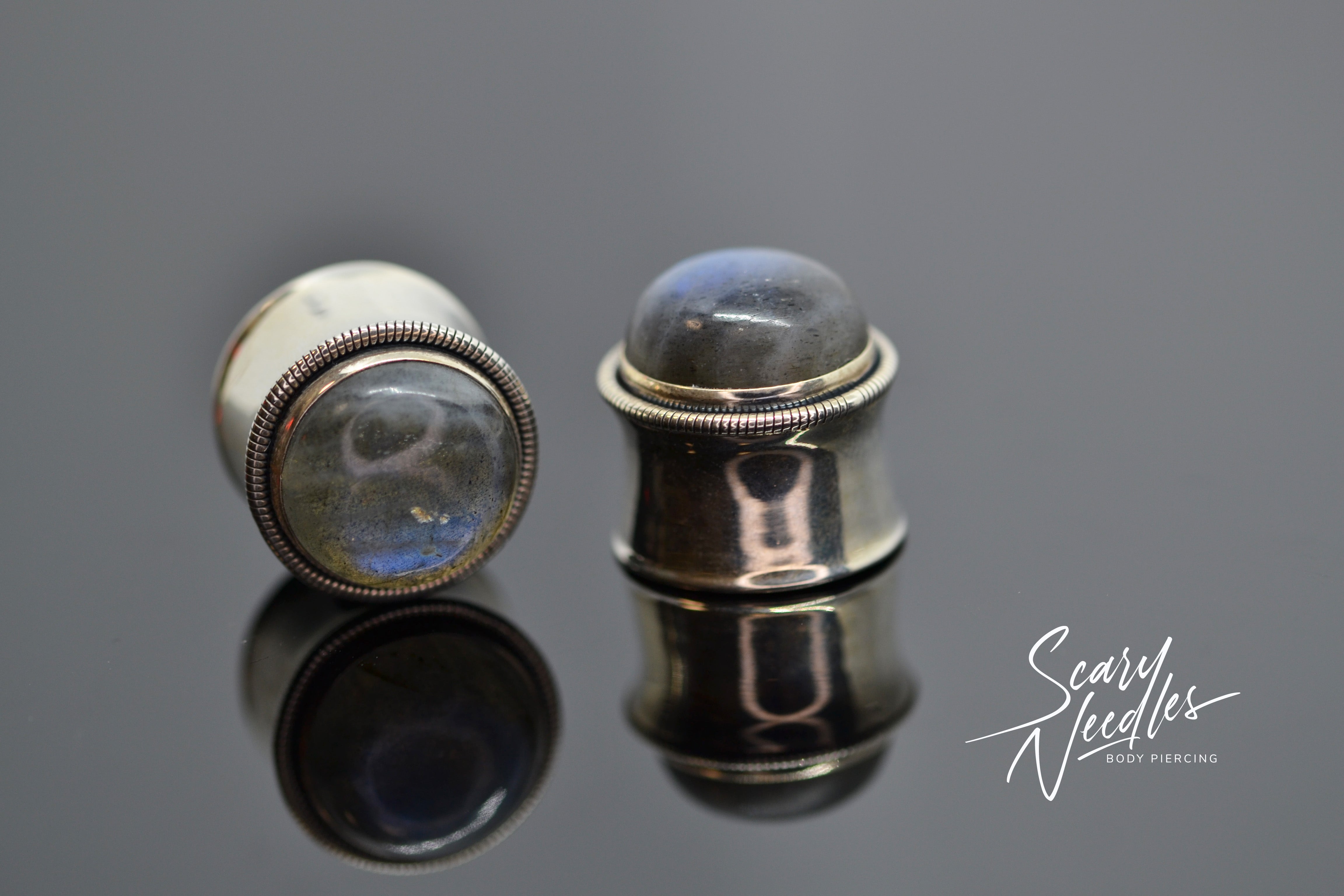 Piercing plug pierre naturelle labradorite