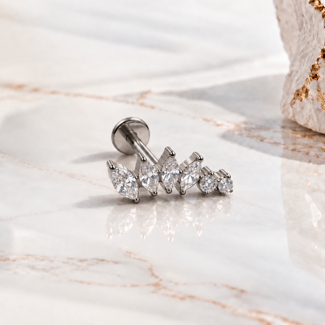 Marquise 4 épis 2 strass